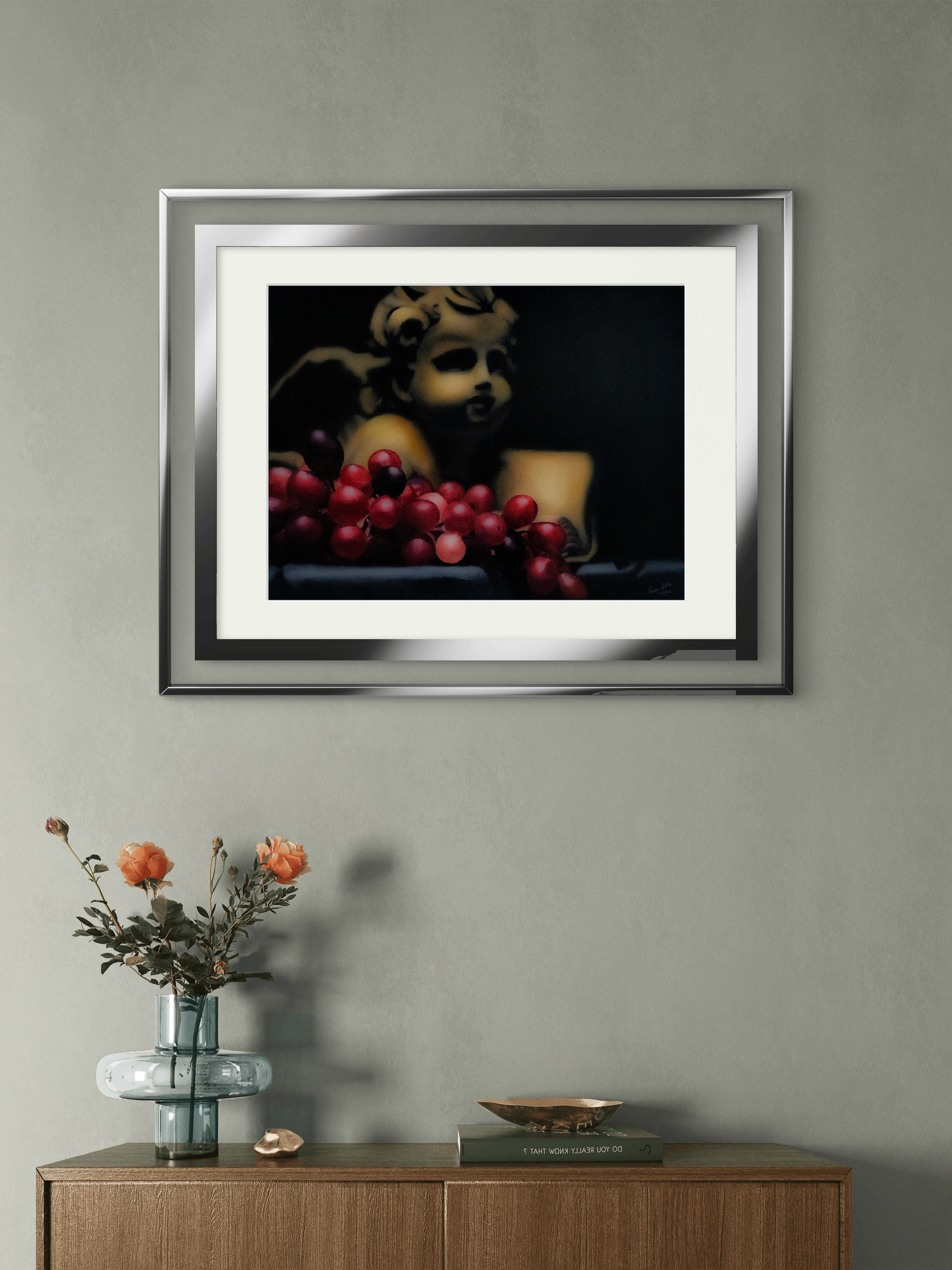 Angel With red grapes